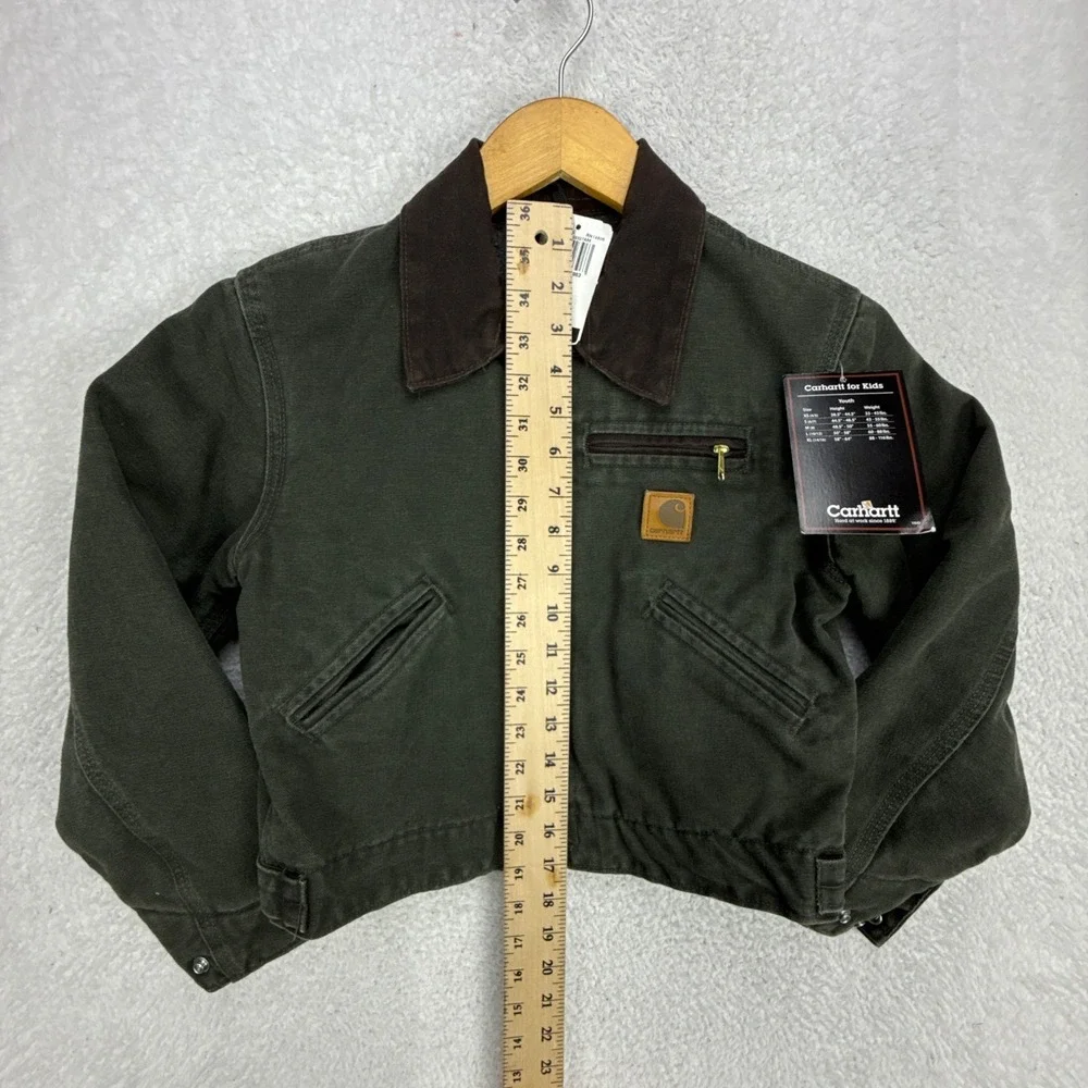 Carhartt Detroit Jacket Fleece Lined Youth Medium (8) YYJ97 MOS Green‎ NWT NOS